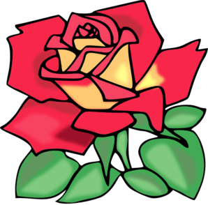 Red Rose With Leaves Clip Art